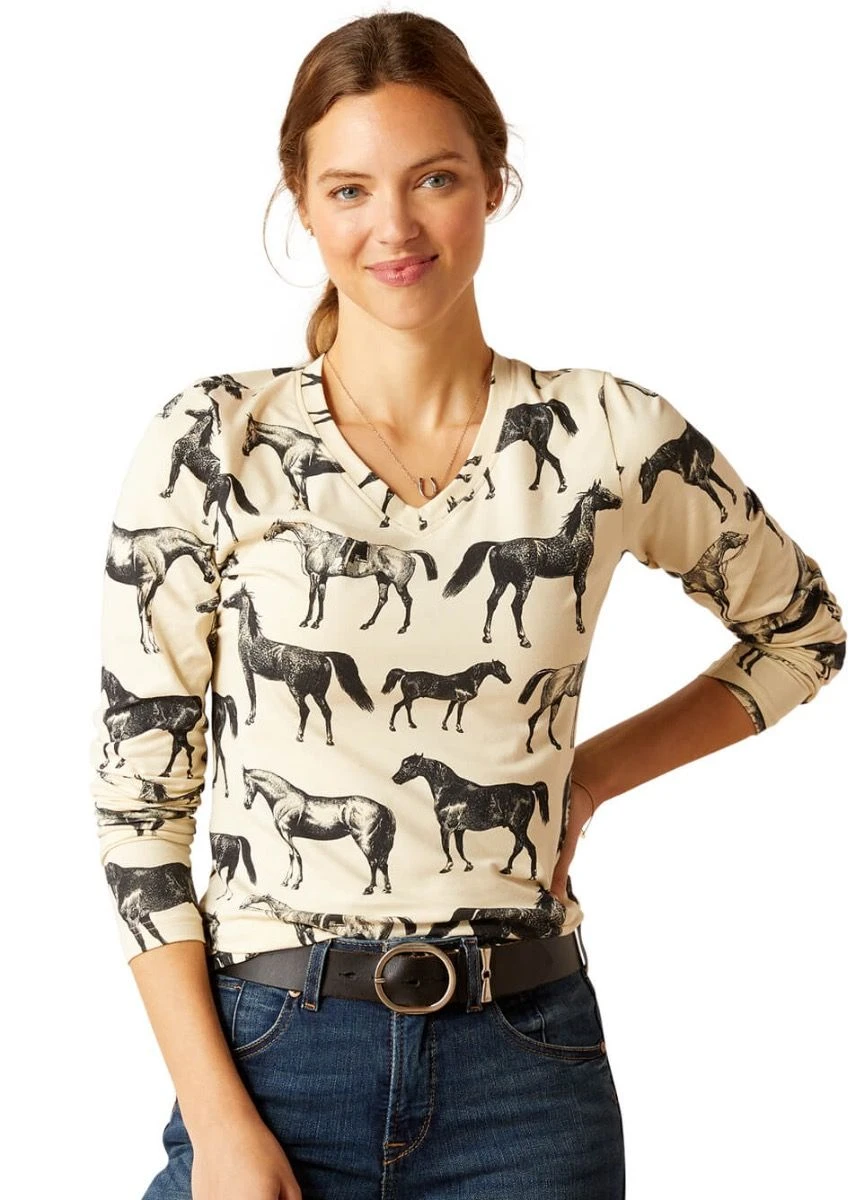 Ariat Sepia Equine T-Shirt - Summer Sand 3 Ariat Sepia Equine T-Shirt - Summer Sand