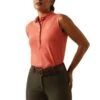 Ariat Sleeveless Prix 2.0 Polo - Burnt Sienna -Equestrian Supply Store ariat sless orange 1rdy