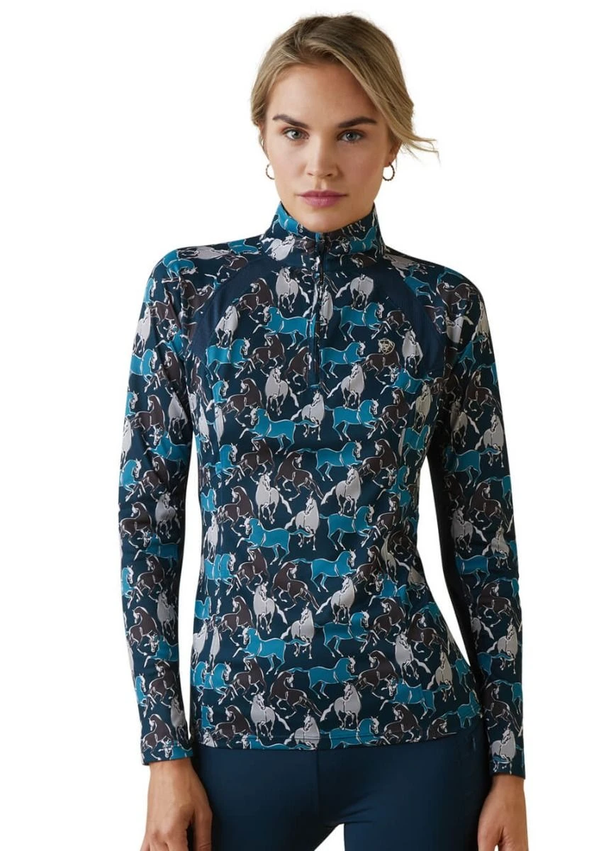 Ariat Sunstopper 2.0 1/4 Zip Baselayer - Mosaic Blue 3 Ariat Sunstopper 2.0 1/4 Zip Baselayer - Mosaic Blue