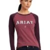 Ariat Varsity L/S T-Shirt - Mulberry/Pink -Equestrian Supply Store ariat varsity t shirt mulberry 1rdy