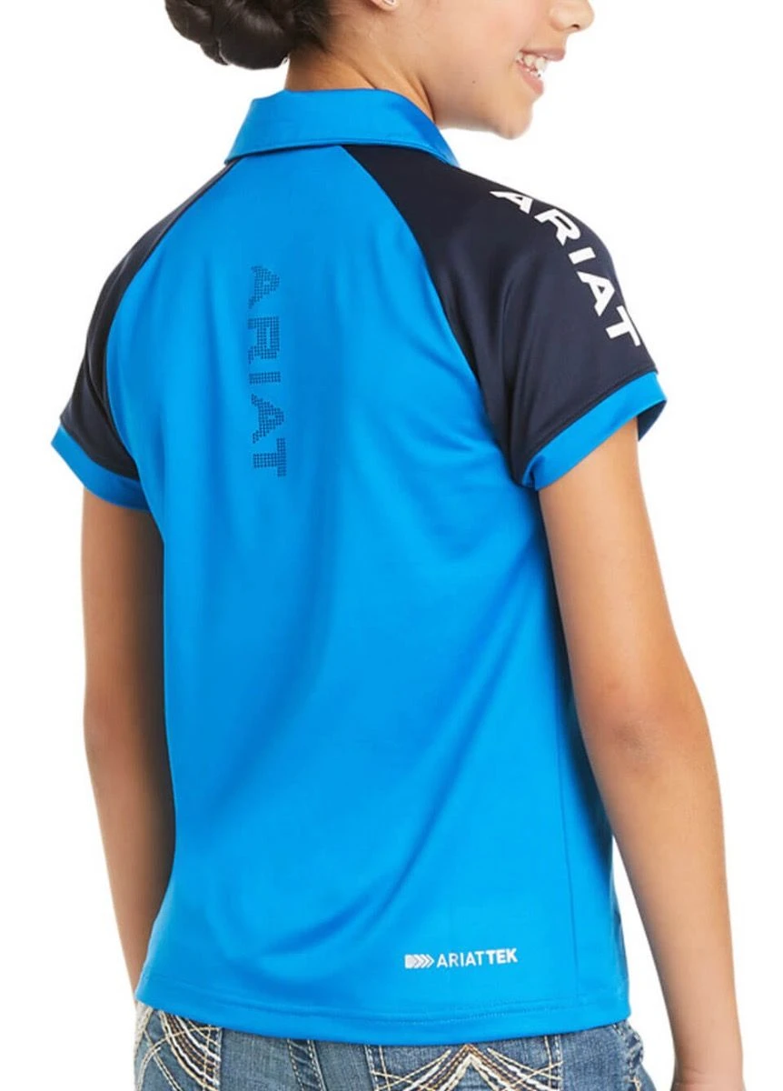 Ariat Kids Team 3.0 Polo - Imperial Blue 4 Ariat Kids Team 3.0 Polo - Imperial Blue - Image 2