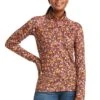 Ariat Womens Lowell 2.0 1/4 Zip Base Layer - Windsor Wine Floral 2 Ariat Womens Lowell 2.0 1/4 Zip Base Layer - Windsor Wine Floral -Equestrian Supply Store ariatlowellwindsorrdy