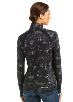 Ariat Sunstopper 2.0 1/4 Zip Baselayer - Black Toile -Equestrian Supply Store ariatsunstopper1 4zipink2rdy