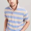 Joules Mens Filbert Classic Fit Polo - Blue Taupe Stripe 2 Joules Mens Filbert Classic Fit Polo - Blue Taupe Stripe -Equestrian Supply Store blues1