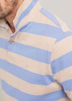 Joules Mens Filbert Classic Fit Polo - Blue Taupe Stripe -Equestrian Supply Store blues2