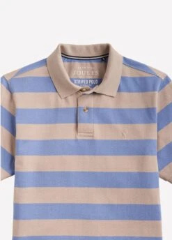 Joules Mens Filbert Classic Fit Polo - Blue Taupe Stripe -Equestrian Supply Store blues5
