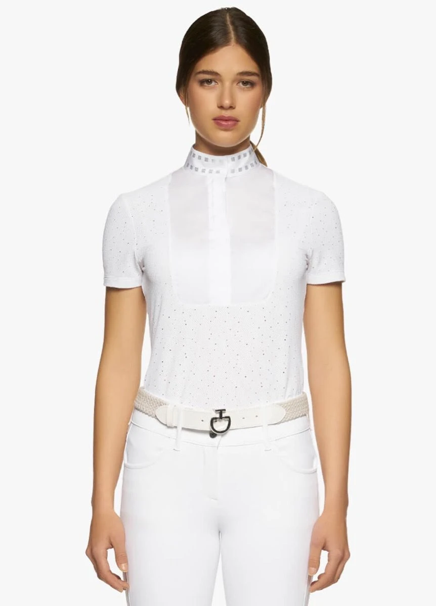 Cavalleria Toscana Micro Sequins Competition Shirt - White 4 Cavalleria Toscana Micro Sequins Competition Shirt - White - Image 2