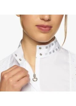 Cavalleria Toscana Micro Sequins Competition Shirt - White 10 Cavalleria Toscana Micro Sequins Competition Shirt - White -Equestrian Supply Store cavalleria toscana miro sequins shirt white 4rdy