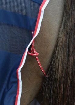 Weatherbeeta Scrim Cooler Standard Neck - Navy/Red/White -Equestrian Supply Store coolerfeature1