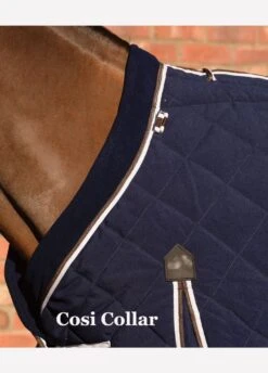Weatherbeeta ComFiTec Diamond Quilt Detach A Neck Medium Stable Rug - Blue/Charc/White -Equestrian Supply Store cosicollar