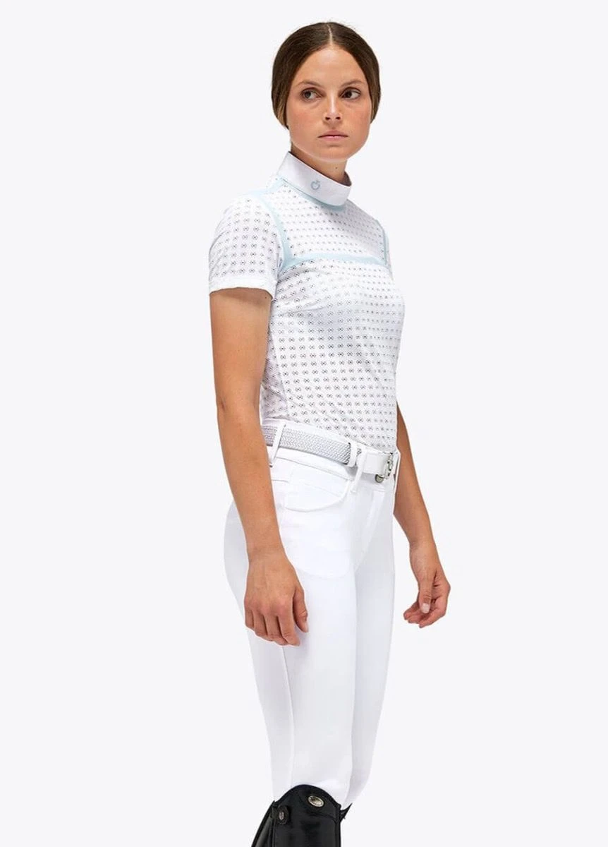 Cavalleria Toscana Jacquard Competition Polo - White/Blue 3 Cavalleria Toscana Jacquard Competition Polo - White/Blue