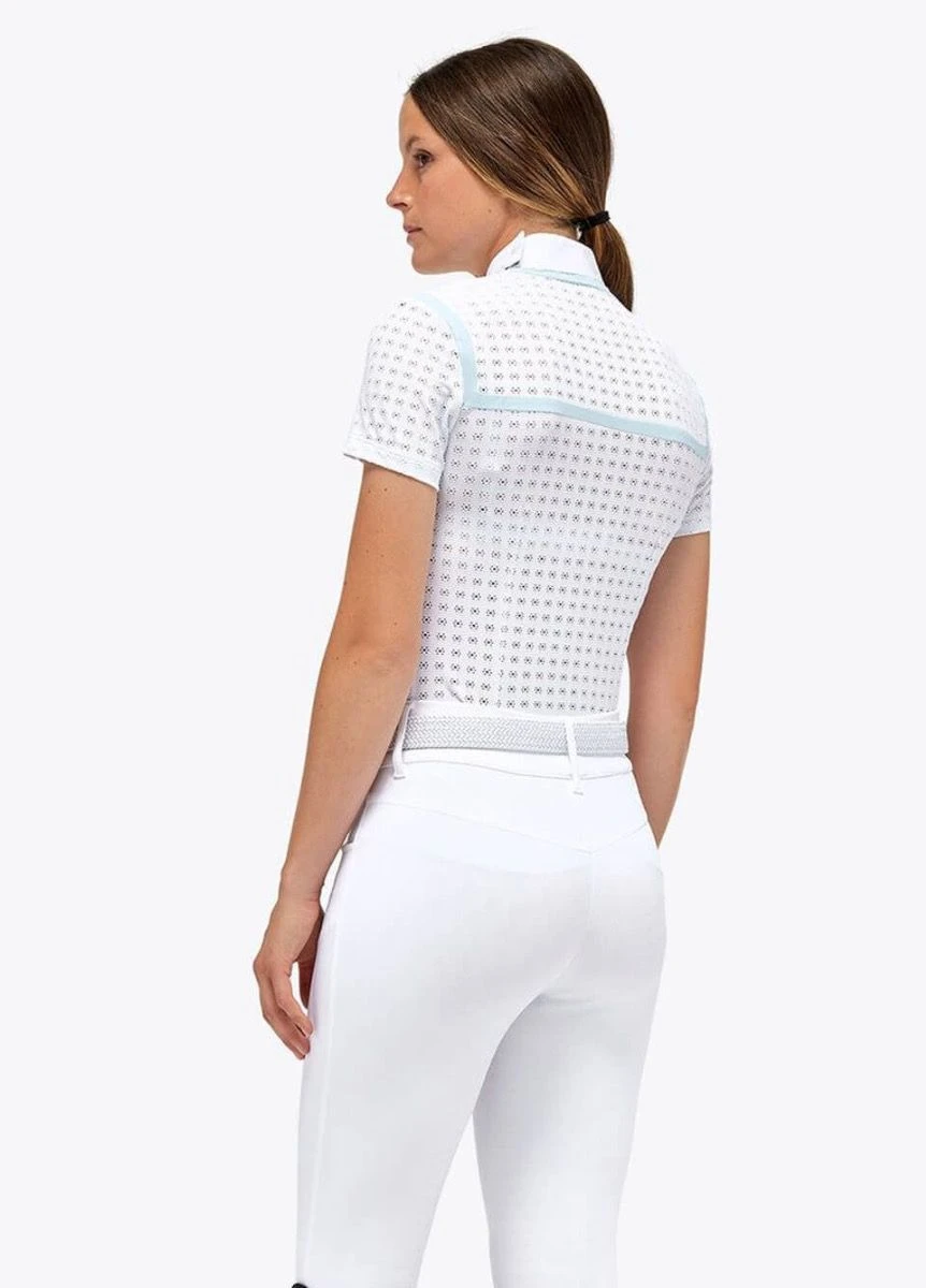 Cavalleria Toscana Jacquard Competition Polo - White/Blue 4 Cavalleria Toscana Jacquard Competition Polo - White/Blue - Image 2