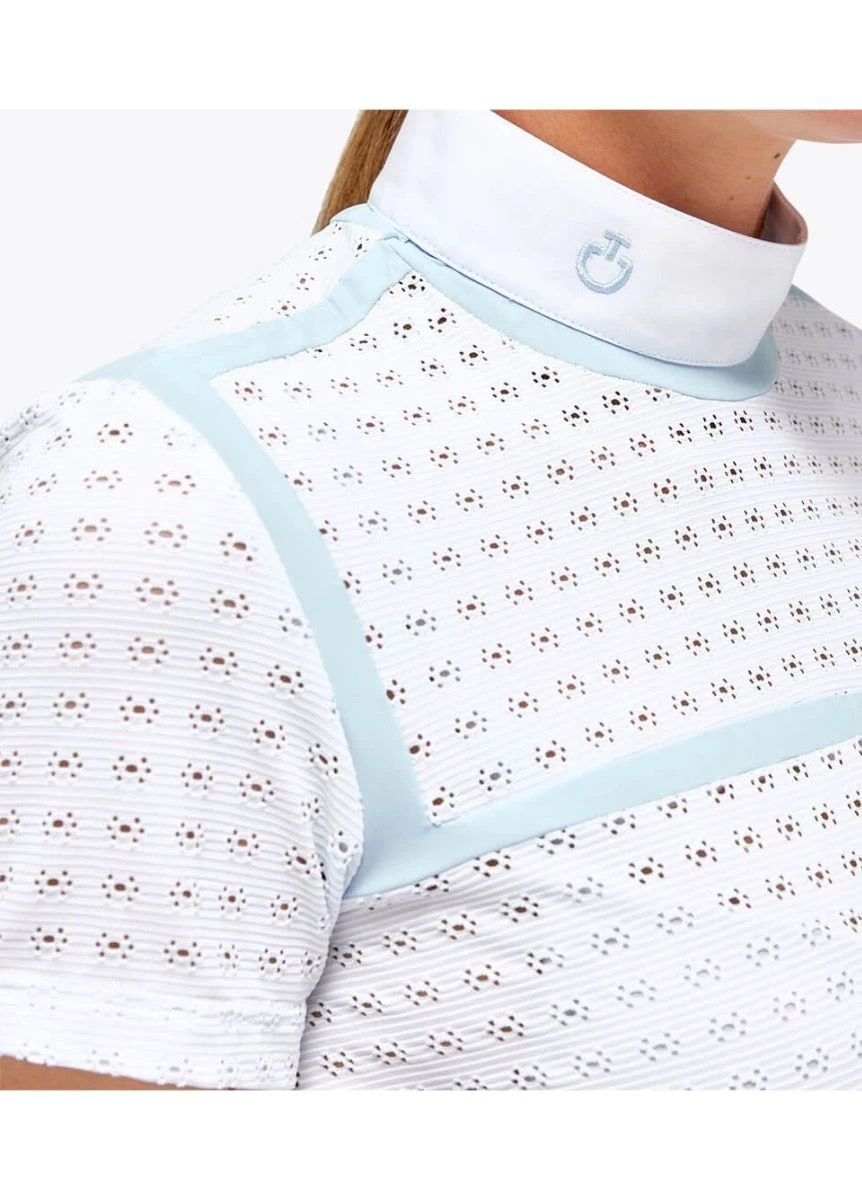 Cavalleria Toscana Jacquard Competition Polo - White/Blue 5 Cavalleria Toscana Jacquard Competition Polo - White/Blue - Image 3