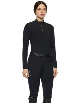 Cavalleria Toscana R-Evo Epaulet Long Sleeve Polo Shirt - Black -Equestrian Supply Store ct revo epaulet black 2rdy