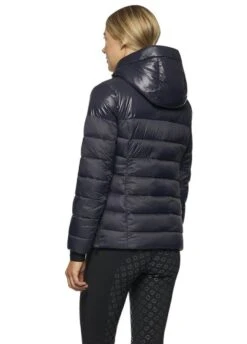 Cavalleria Toscana Shiny/Matte Nylon Hooded Puffer - Navy -Equestrian Supply Store ctpuffernavy2rdy