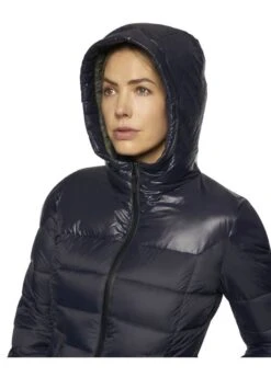 Cavalleria Toscana Shiny/Matte Nylon Hooded Puffer - Navy -Equestrian Supply Store ctpuffernavy3rdy
