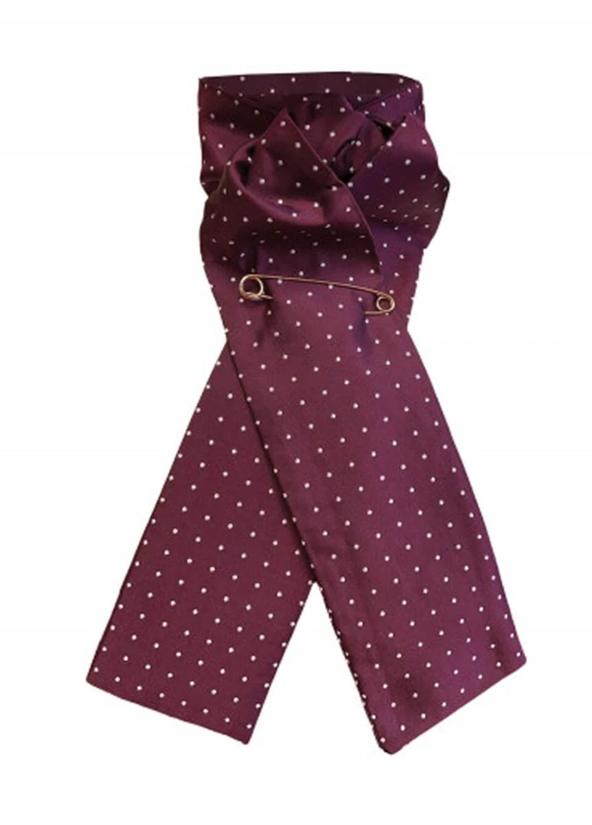 Equetech Ready-Tied Stock Pin Spot - Maroon/White 3 Equetech Ready-Tied Stock Pin Spot - Maroon/White