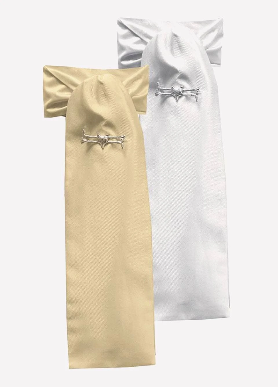 Equetech Plain Jacquard Self Tying Riding Stock - White 3 Equetech Plain Jacquard Self Tying Riding Stock - White