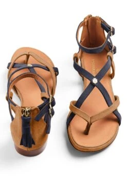 Fairfax & Favor Brancaster Sandal - Tan/Navy 10 Fairfax & Favor Brancaster Sandal - Tan/Navy -Equestrian Supply Store ffbrancastertannavy2rdy