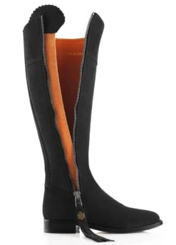 Fairfax & Favor Suede Flat Regina - Black -Equestrian Supply Store ffflatreginablack4rdy