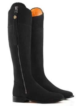 Fairfax & Favor Suede Flat Regina - Black -Equestrian Supply Store ffflatreginablack6rdy