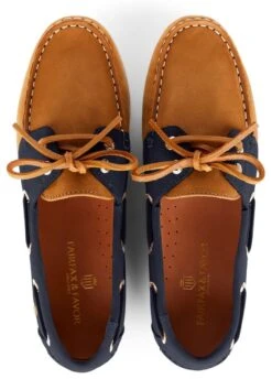 Fairfax & Favor Salcombe Deck Shoe - Tan/Navy -Equestrian Supply Store ffsalcombetannavy4rdy