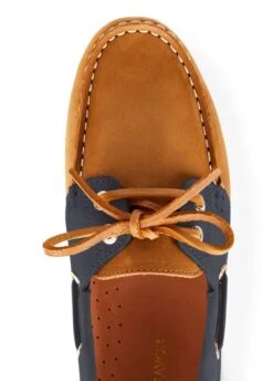 Fairfax & Favor Salcombe Deck Shoe - Tan/Navy -Equestrian Supply Store ffsalcombetannavy5rdy