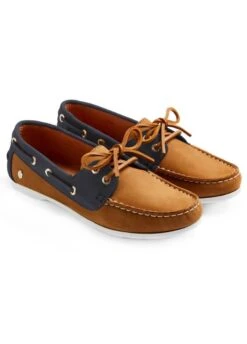 Fairfax & Favor Salcombe Deck Shoe - Tan/Navy -Equestrian Supply Store ffsalcombetannavyrdy