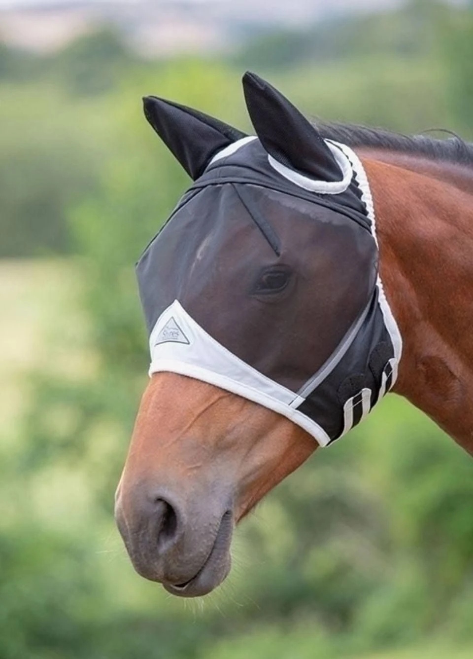 Shires Fine Mesh Fly Mask With Ears - Black 3 Shires Fine Mesh Fly Mask With Ears - Black