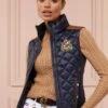 Holland Cooper Diamond Quilt Classic Gilet - Ink Navy 1 Holland Cooper Diamond Quilt Classic Gilet - Ink Navy -Equestrian Supply Store hc equi gilet navy 1rdy