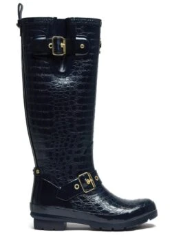 Holland Cooper Sherpa Lined Regency Wellingtons - Navy Croc -Equestrian Supply Store hc regency wellington navy croc 2rdy