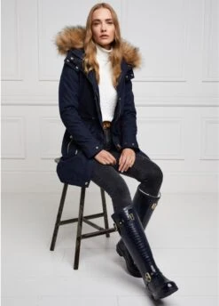 Holland Cooper Sherpa Lined Regency Wellingtons - Navy Croc -Equestrian Supply Store hc regency wellington navy croc 4rdy