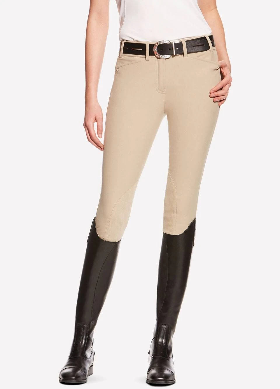 Ariat Ladies Heritage Elite Knee Patch Breeches - Tan 3 Ariat Ladies Heritage Elite Knee Patch Breeches - Tan