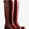 Hunter Womens Original Tall Gloss Wellington Boots - Fall Red -Equestrian Supply Store hunter tall gloss fall red 1rdy