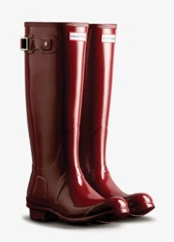 Hunter Womens Original Tall Gloss Wellington Boots - Fall Red
