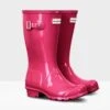 Childs Hunter Gloss Wellingtons - Bright Pink
