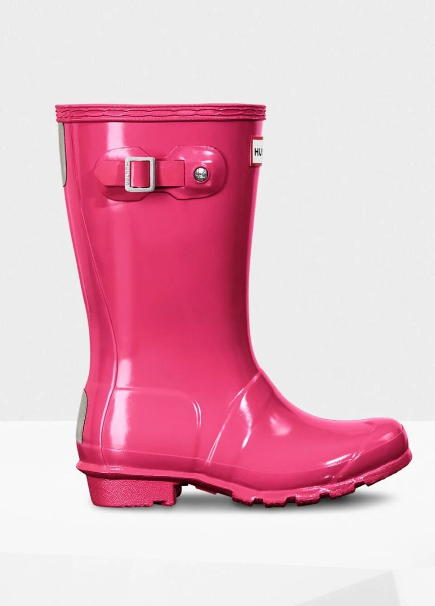 Childs Hunter Gloss Wellingtons - Bright Pink 4 Childs Hunter Gloss Wellingtons - Bright Pink - Image 2