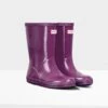 Hunter Kids First Gloss Wellingtons - Violet -Equestrian Supply Store hunterglossviolet2rdy