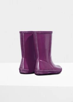 Hunter Kids First Gloss Wellingtons - Violet -Equestrian Supply Store hunterglossviolet3rdy