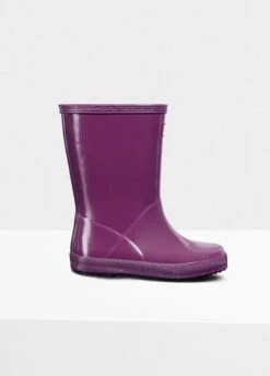 Hunter Kids First Gloss Wellingtons - Violet -Equestrian Supply Store hunterglossvioletrdy