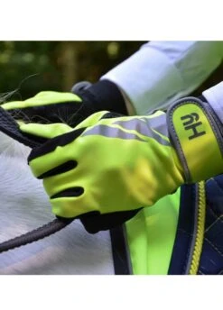 Hy Reflector Riding Gloves - Yellow -Equestrian Supply Store hy reflector glove yellow 2rdy