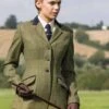 Equetech Ladies Launton Deluxe Tweed Riding Jacket - Green -Equestrian Supply Store laj5