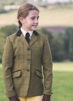 Equetech Junior Launton Deluxe Tweed Riding Jacket - Green