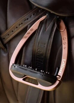 LeMieux Vector Balance Stirrups - Black/Rose Gold -Equestrian Supply Store lemieux vector stirrup black rose 3rdy