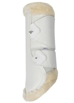 LeMieux Fleece Edged Mesh Brushing Boots - White/Natural 8 LeMieux Fleece Edged Mesh Brushing Boots - White/Natural -Equestrian Supply Store lmfleeceedgedbootwhite3rdy