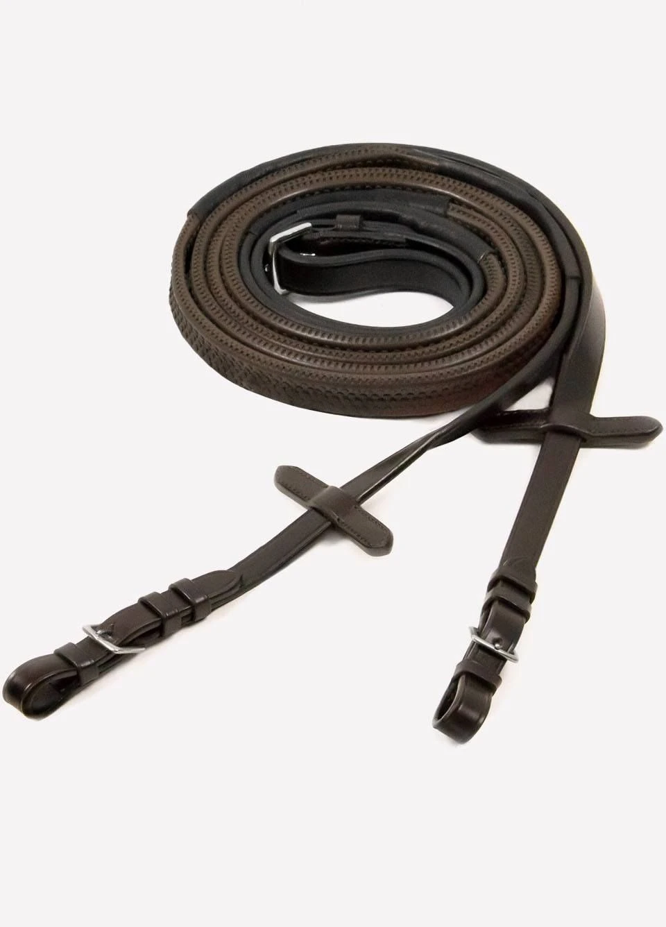 Schockemohle Neoline Rubber Reins - Brown 4 Schockemohle Neoline Rubber Reins - Brown - Image 2