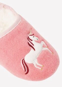 Joules Junior Slippet Felt Mule Slippers - Pink Unicorn -Equestrian Supply Store pinkunicorn2 1
