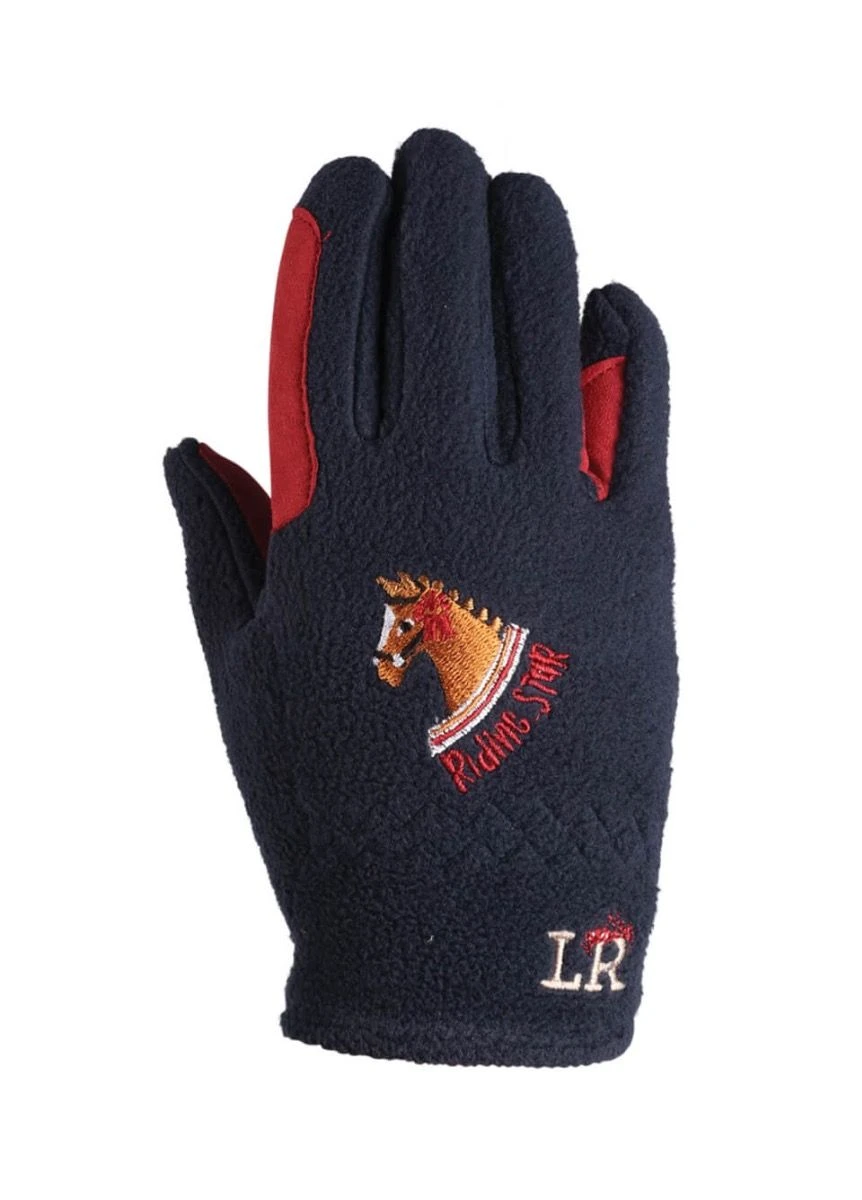 Riding Star Fleece Gloves - Navy/Burgundy 3 Riding Star Fleece Gloves - Navy/Burgundy