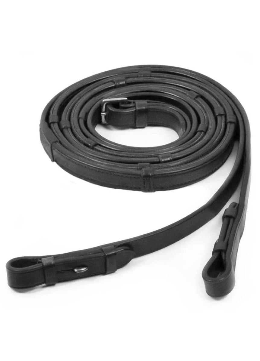 Schockemohle Half Rubber Continental Reins Billet - Black 3 Schockemohle Half Rubber Continental Reins Billet - Black