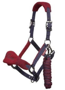 LeMieux Vogue Fleece Headcollar & Leadrope Set - Burgundy/Navy